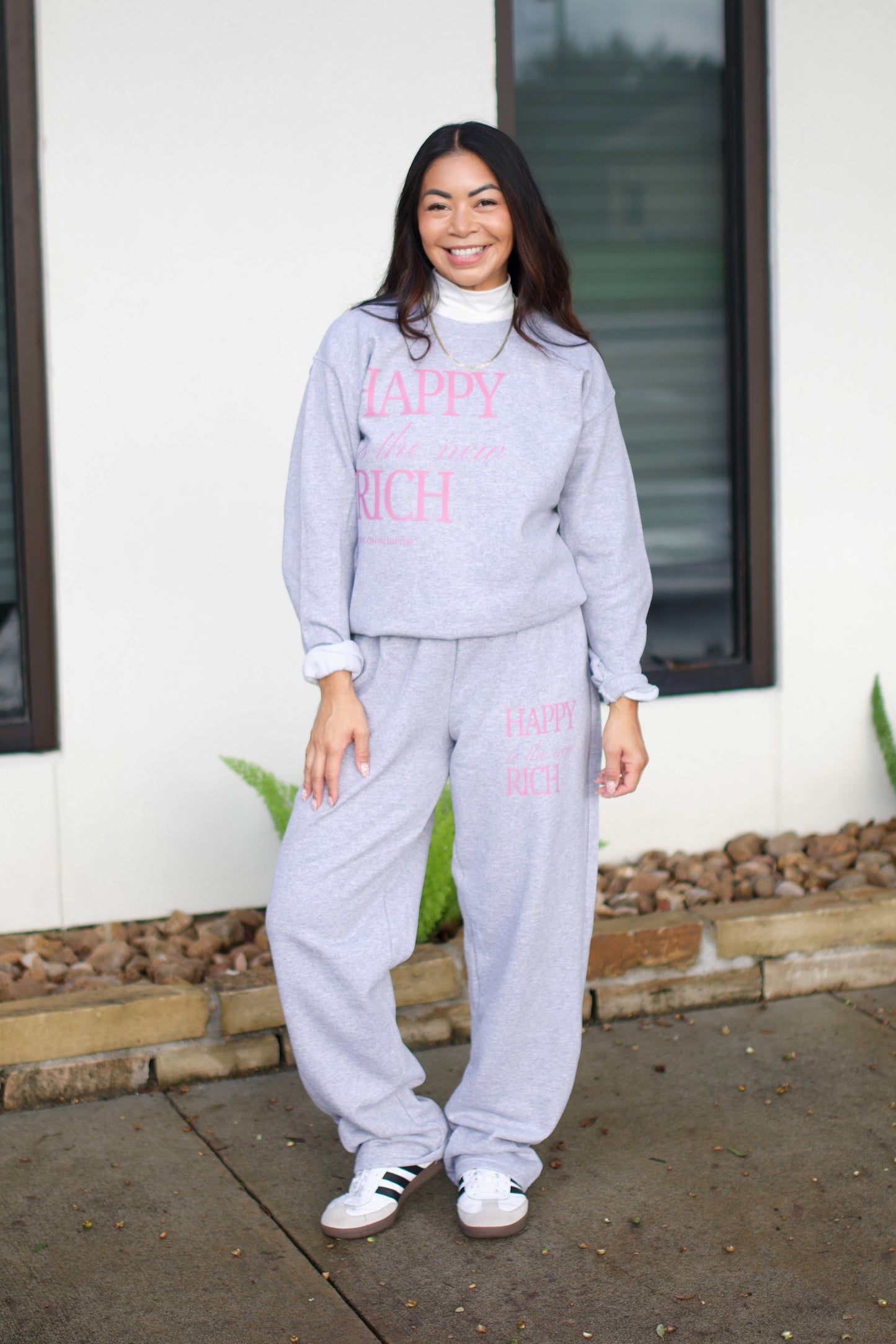 Happy Is The New Rich Crewneck Sweatshirt