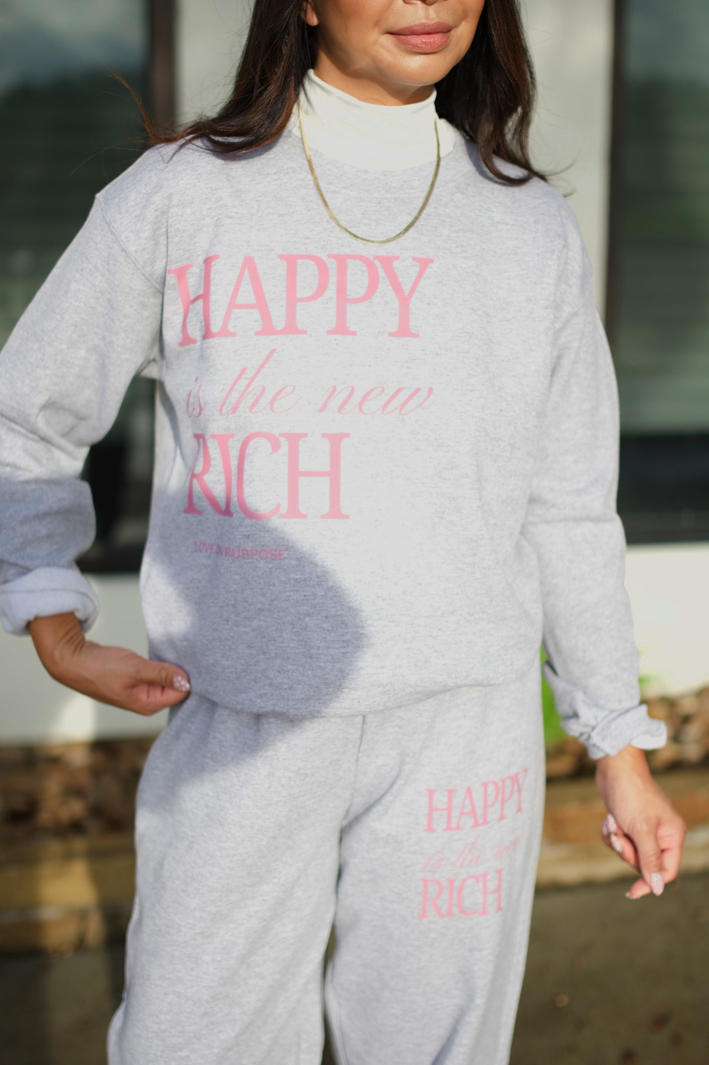 Happy Is The New Rich Crewneck Sweatshirt