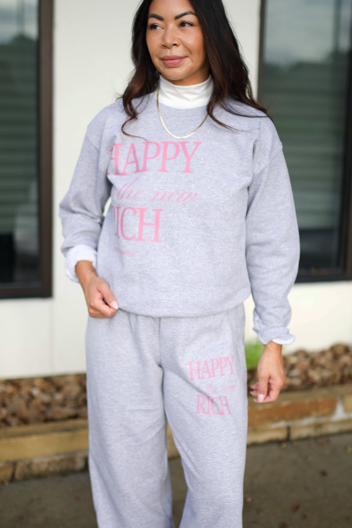 Happy Is The New Rich Crewneck Sweatshirt